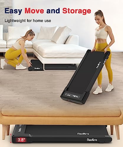 Redliro Walking Pad Treadmill Under Desk, Portable Mini Treadmill with Remote Control, Bluetooth, 265lbs Max Weight, Installation-Free Jogging Machine for Home/Office