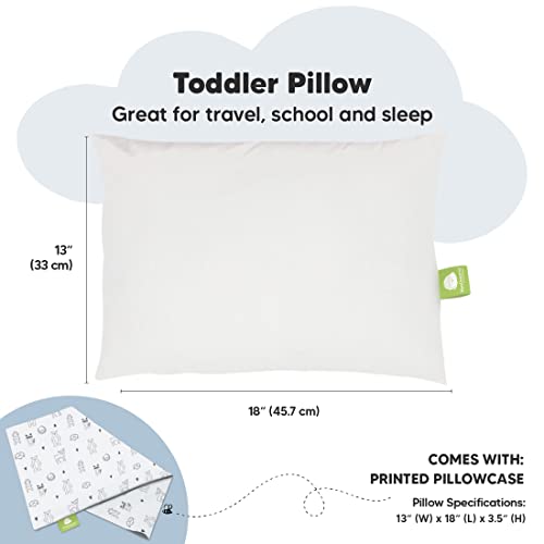 Toddler Pillow with Pillowcase - 13x18 My Little Dreamy Pillow, Organic Cotton Toddler Pillows for Sleeping, Kids Pillow, Travel Pillows, Mini Pillow, Nursery Pillow, Toddler Bed Pillow (KeaFriends)